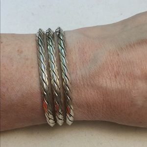 Beautiful vintage Mexico Taxco 925 sterling silver woven bracelet-34 grams!